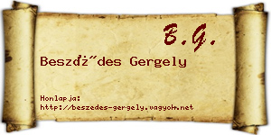 Beszédes Gergely névjegykártya